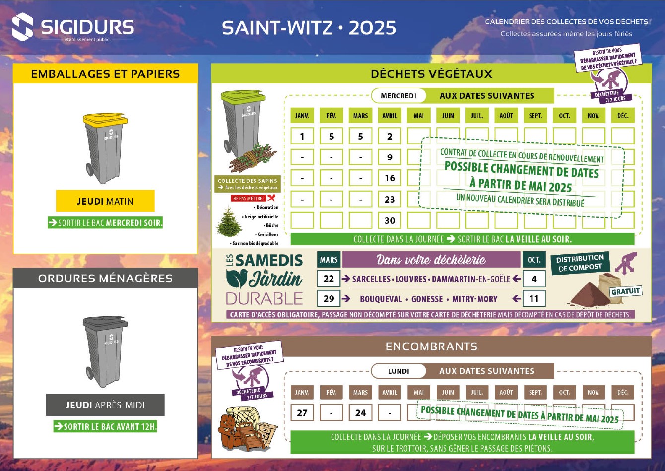 Calendrier de collecte des dchets Janvier avril 2025